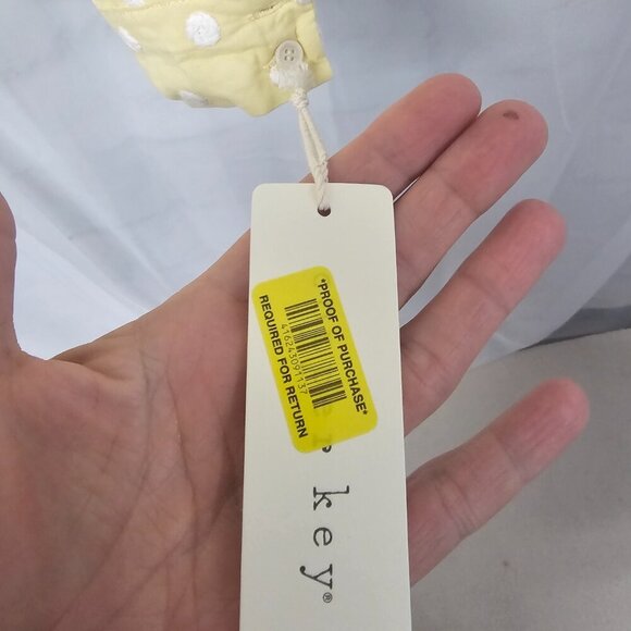 NWT Copper Key Yellow White Embroidered Polka Dot Button Down Blouse Coquette S - Picture 11 of 12